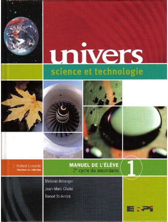 Univers, 1er cycle du secondaire, manuel 1